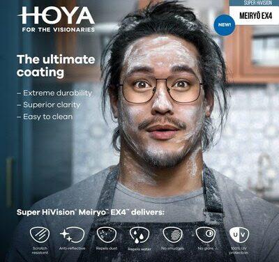 HOYA Vision Care présente Super HiVision(R) Meiryo™ EX4™, un revêtement de lentilles haut de gamme de nouvelle génération offrant des avantages inégalés pour les patients