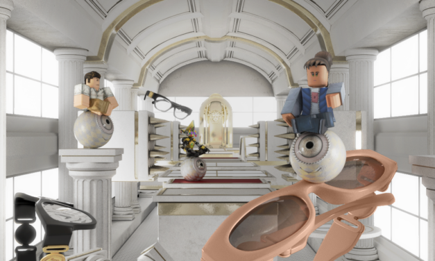 Versace’s iconic Biggie eyewear on LensCrafters Eye Odyssey: World of Optics series on Roblox.